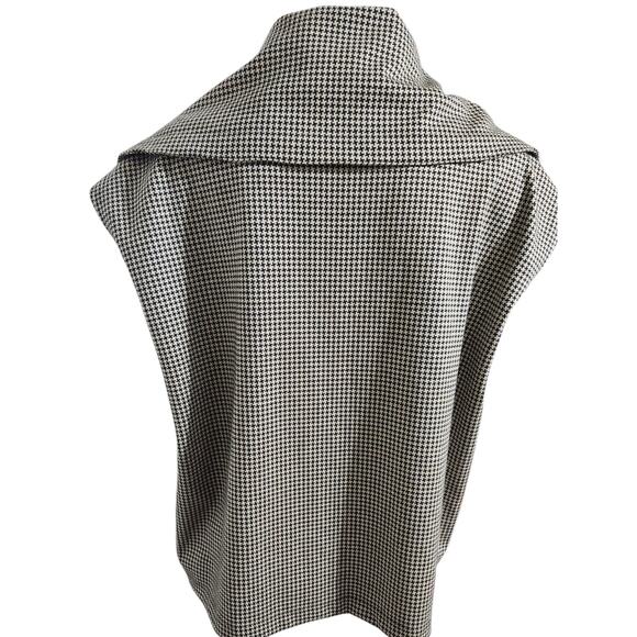 Bryn Walker Black White Houndstooth Ruched Sides Zip Up Vest - Sz. XXS Oversize - Picture 8 of 9